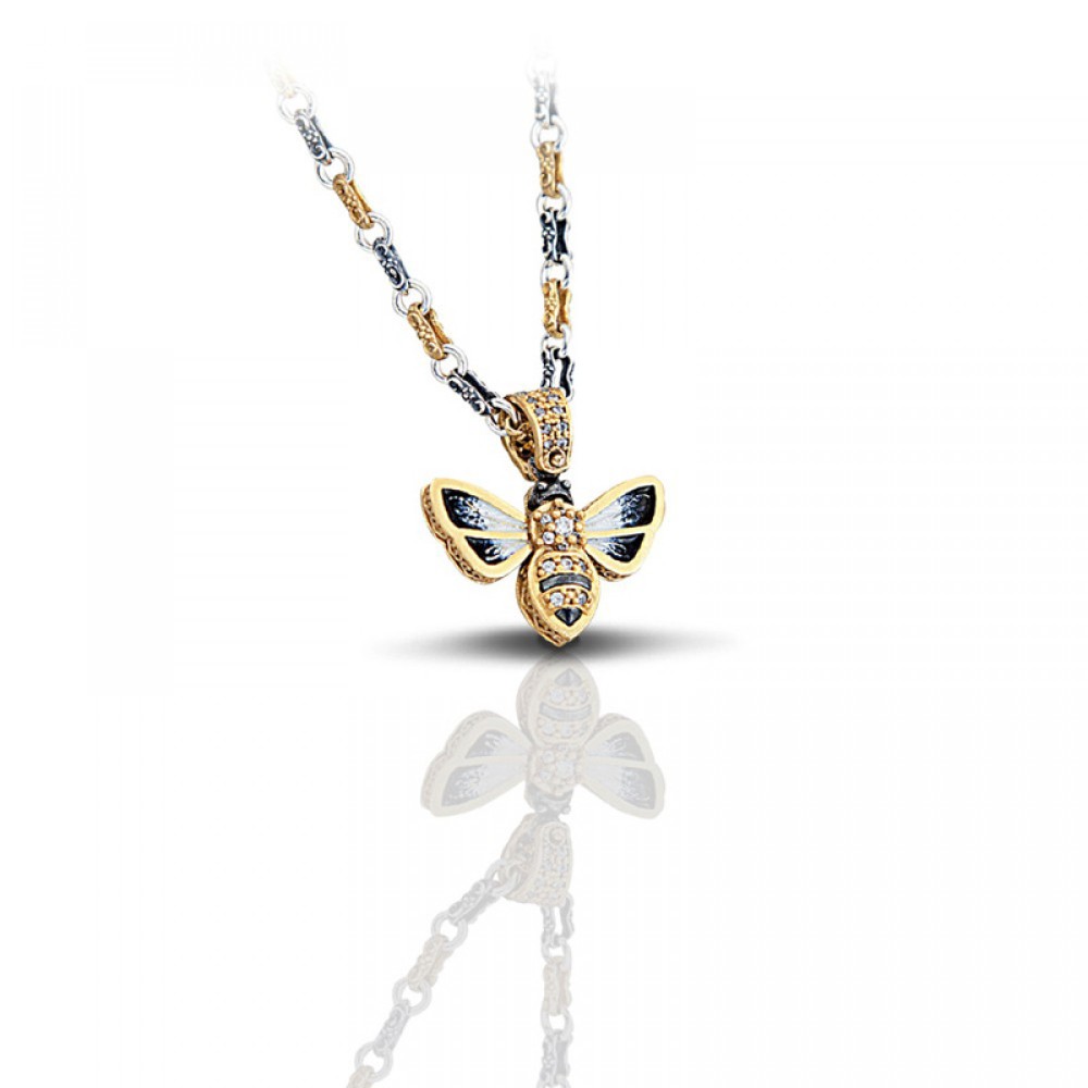 Ασημένιο Μενταγιόν Μέλισσα με Ζιργκόν από τον Dimitrios Exclusive