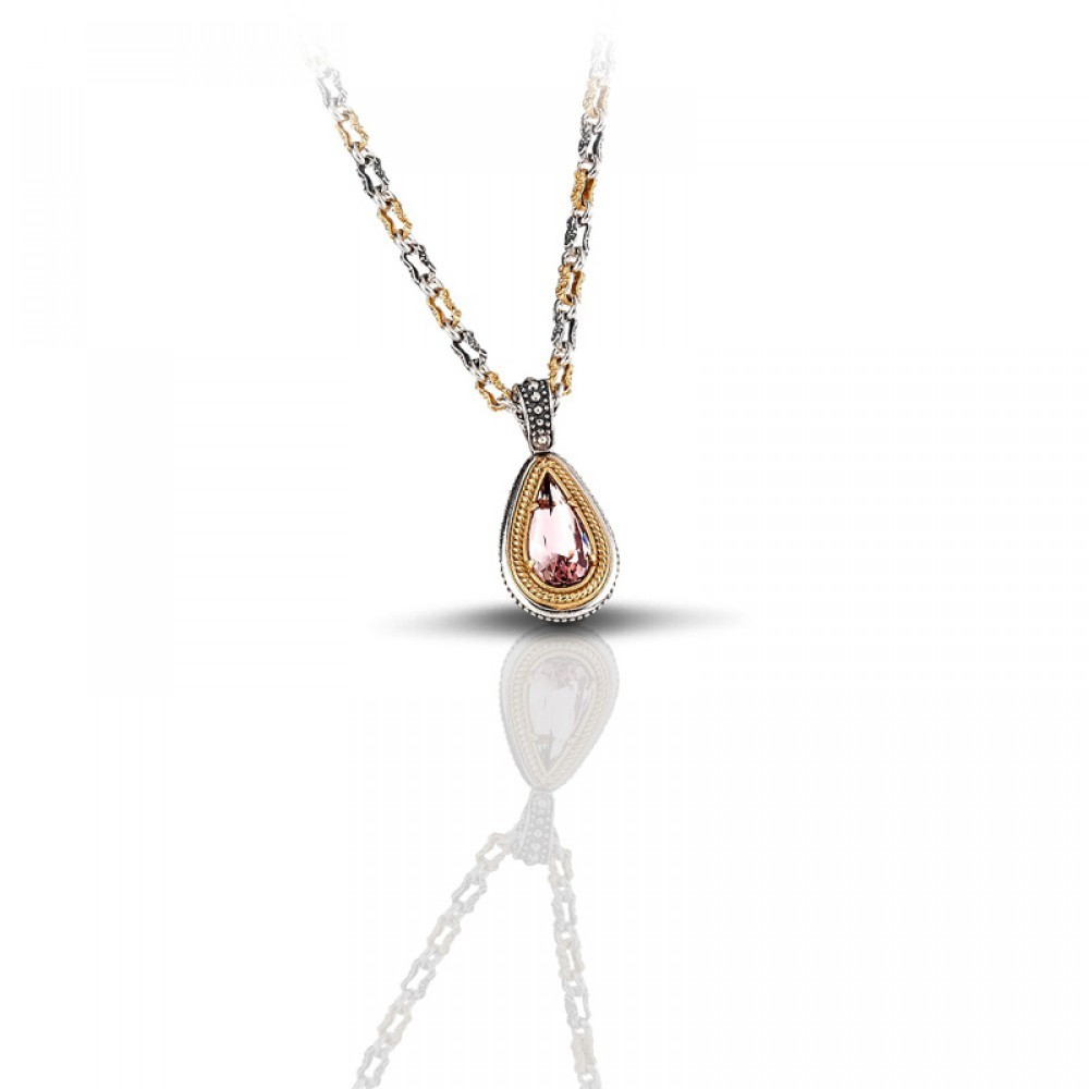 Ασημένιο Μενταγιόν με Επιχρυσωμένο Στεφάνι και Κρύσταλλο Swarovski από τον Dimitrios Exclusive