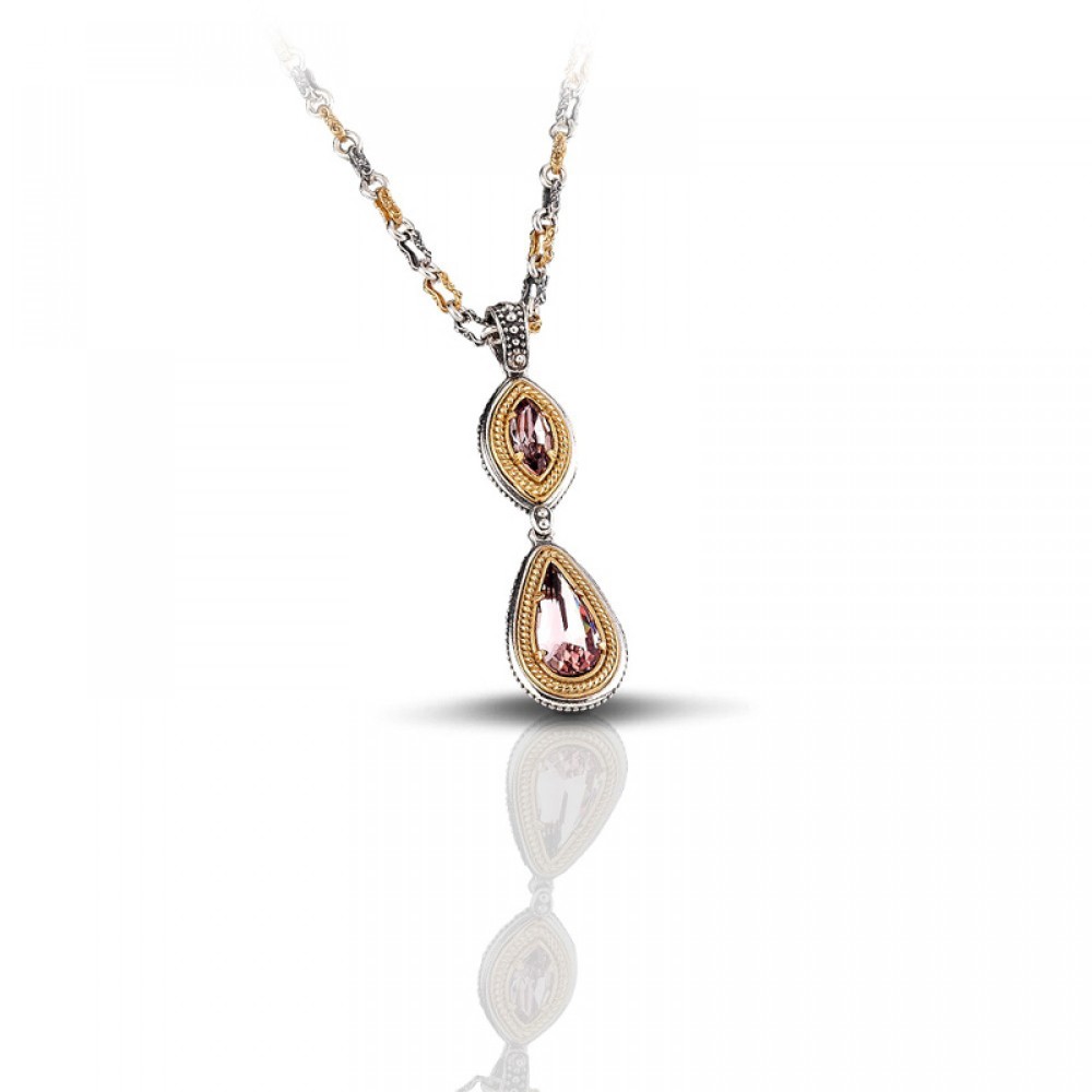 Ασημένιο Μενταγιόν με Επιχρυσωμένο Στεφάνι και Κρύσταλλο Swarovski από τον Dimitrios Exclusive