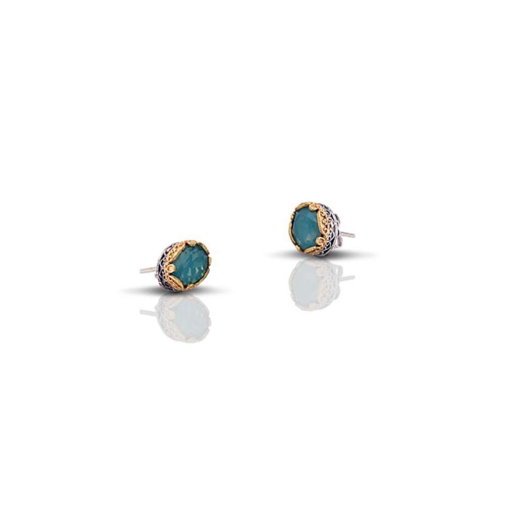 Σκουλαρίκια με Κρύσταλλα Swarovski και Επιχρυσωμένο Στεφάνι