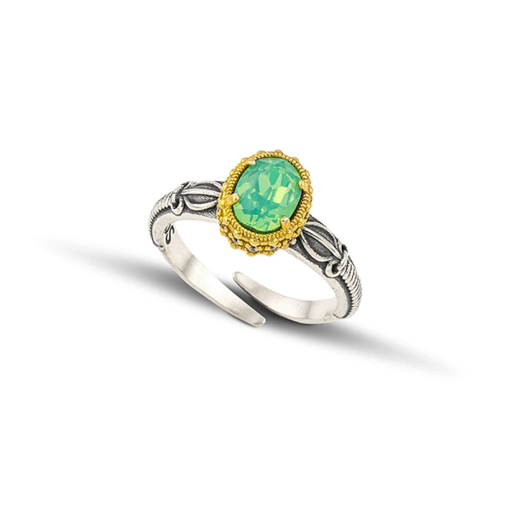 Μονόπετρο Δαχτυλίδι με Οβάλ Κρύσταλλο Swarovski και Ζιργκόν