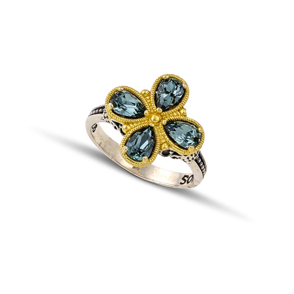 Δαχτυλίδι Κοκτέιλ Λουλούδι με Swarovski Κρύσταλλα από τον Dimitrios Exclusive