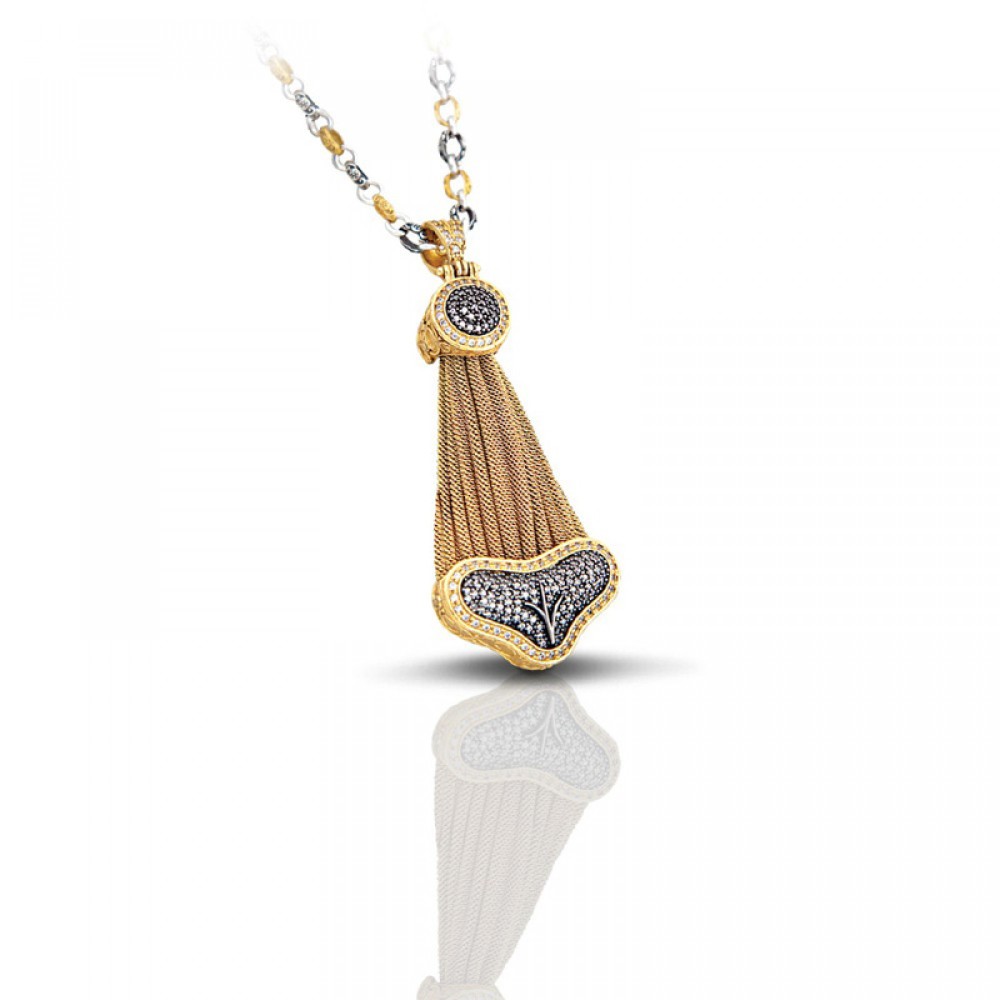 Ασημένιο Μενταγιόν με Ζιργκόν Κρύσταλλα και Επιρυσωμένες Λεπτομέρειες από τον Dimitrios Exclusive