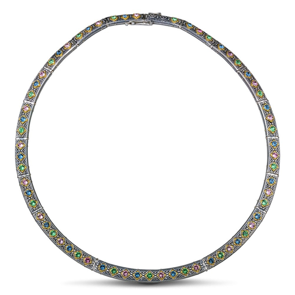 Ασημένιο Κολιέ με Κρύσταλλα Swarovski και Επιχρυσωμένες Λεπτομέρειες από τον Dimitrios Exclusive Ασημένιο Κολιέ με Κρύσταλλα Swarovski και Επιχρυσωμένες Λεπτομέρειες από τον Dimitrios Exclusive
