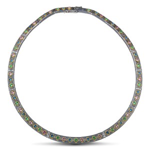 Ασημένιο Κολιέ με Κρύσταλλα Swarovski και Επιχρυσωμένες Λεπτομέρειες από τον Dimitrios Exclusive
