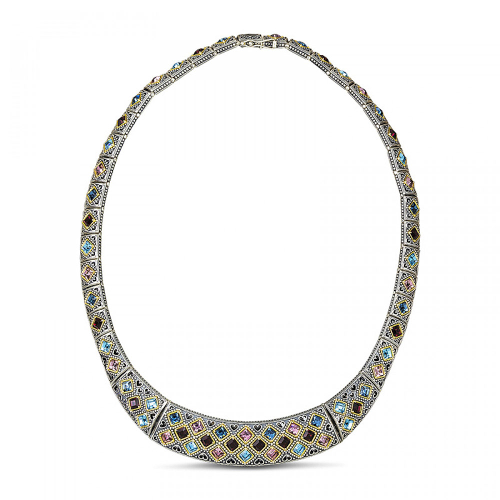 Ασημένιο Κολιέ με Πολύχρωμα Κρύσταλλα Swarovski από τον Dimitrios Exclusive