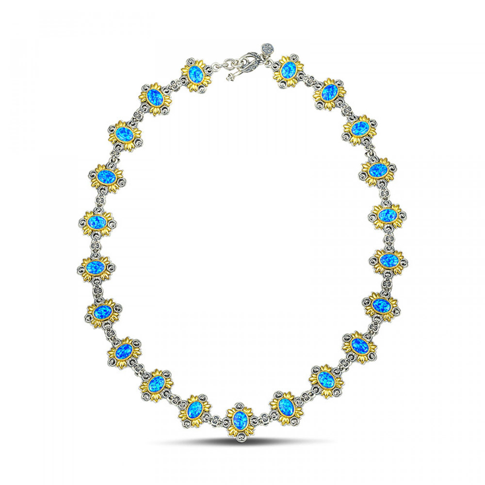 Διπλής Όψης Ασημένιο Κολιέ με Χρυσωμένο Στεφάνι, με Κρύσταλλα Zircon από τον Dimitrios Exclusive