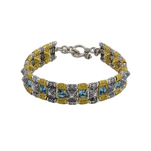 Ασημένιο Βραχιόλι με Κρύσταλλα Swarovski και Χρυσωμένες Λεπτομέρειες από τον Dimitrios Exclusive