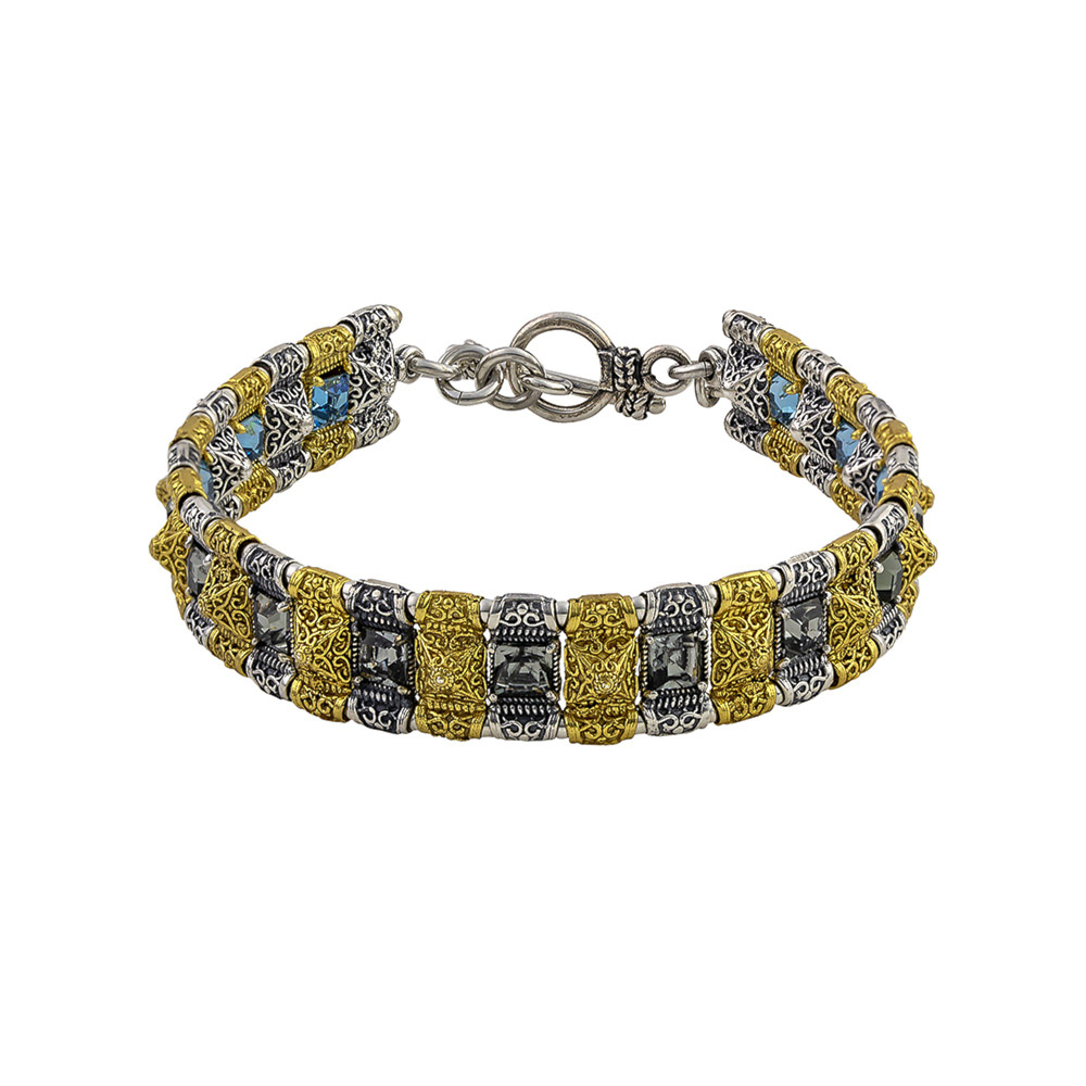 Ασημένιο Βραχιόλι με Κρύσταλλα Swarovski και Χρυσωμένες Λεπτομέρειες από τον Dimitrios Exclusive Ασημένιο Βραχιόλι με Κρύσταλλα Swarovski και Χρυσωμένες Λεπτομέρειες από τον Dimitrios Exclusive