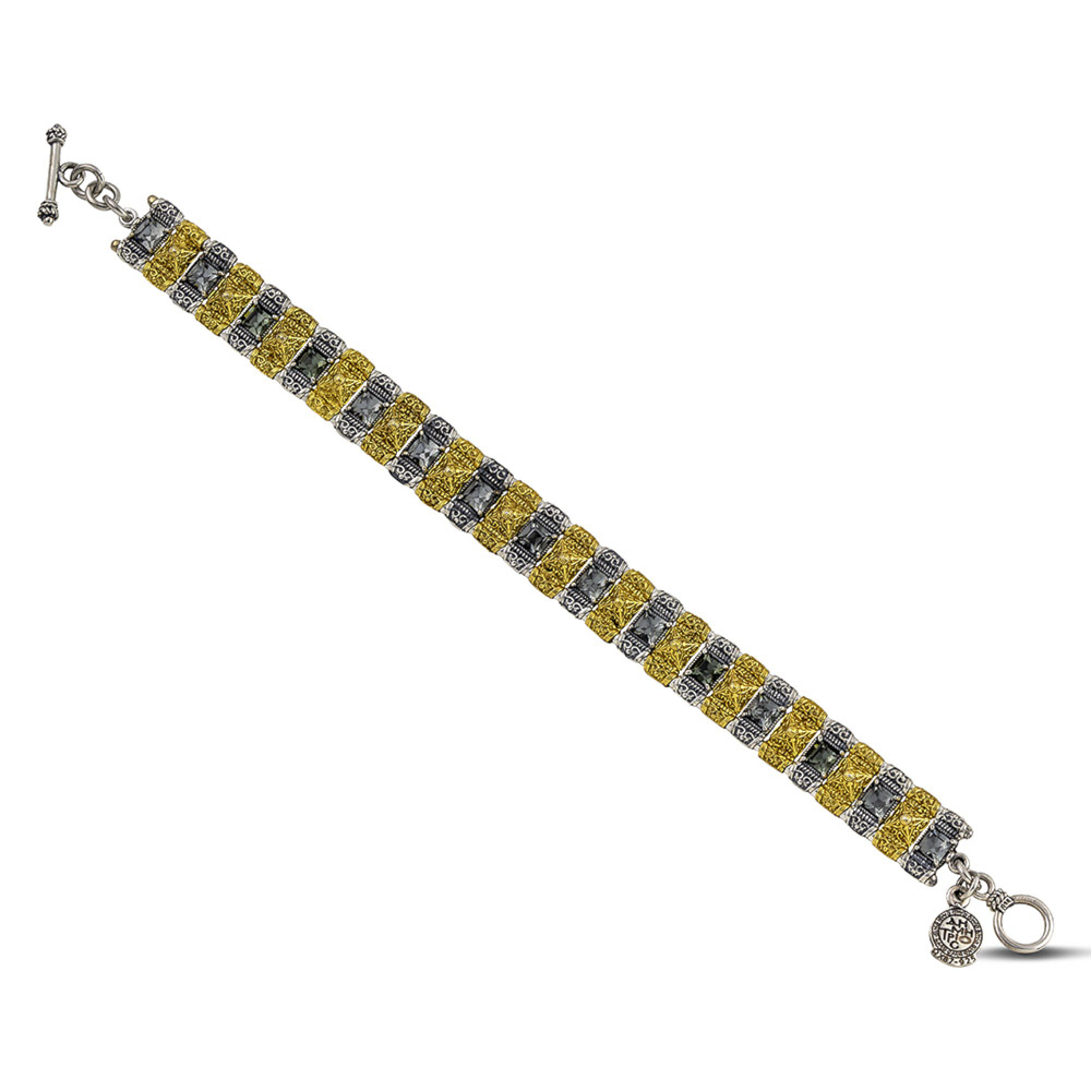 Ασημένιο Βραχιόλι με Κρύσταλλα Swarovski και Χρυσωμένες Λεπτομέρειες από τον Dimitrios Exclusive Ασημένιο Βραχιόλι με Κρύσταλλα Swarovski και Χρυσωμένες Λεπτομέρειες από τον Dimitrios Exclusive