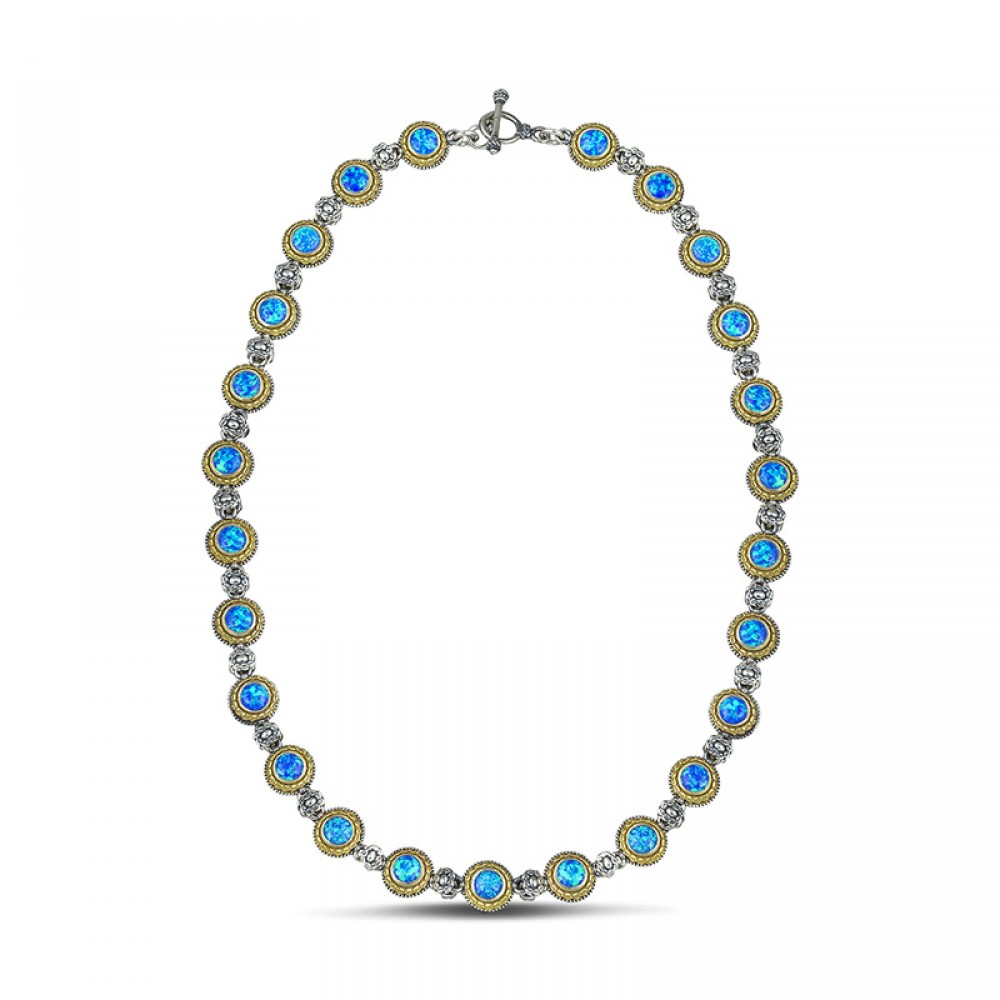 Διπλής Όψης Ασημένιο Κολιέ με Επιχρυσωμένο Στεφάνι, με Κρύσταλλα Zircon από τον Dimitrios Exclusive