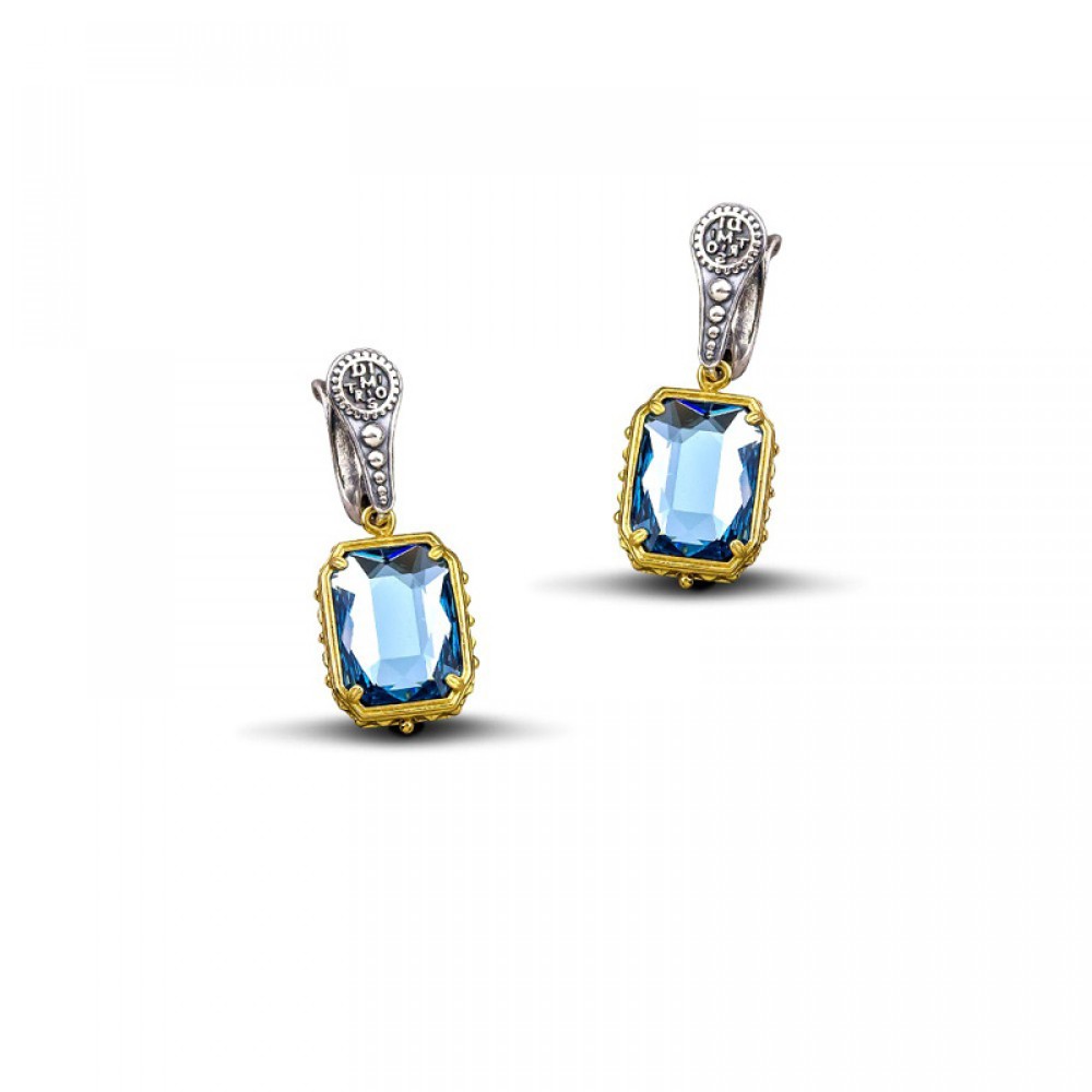 Ασημένια Διπλής Όψης Σκουλαρίκια με Swarovski Stones από Dimitrios Exclusive