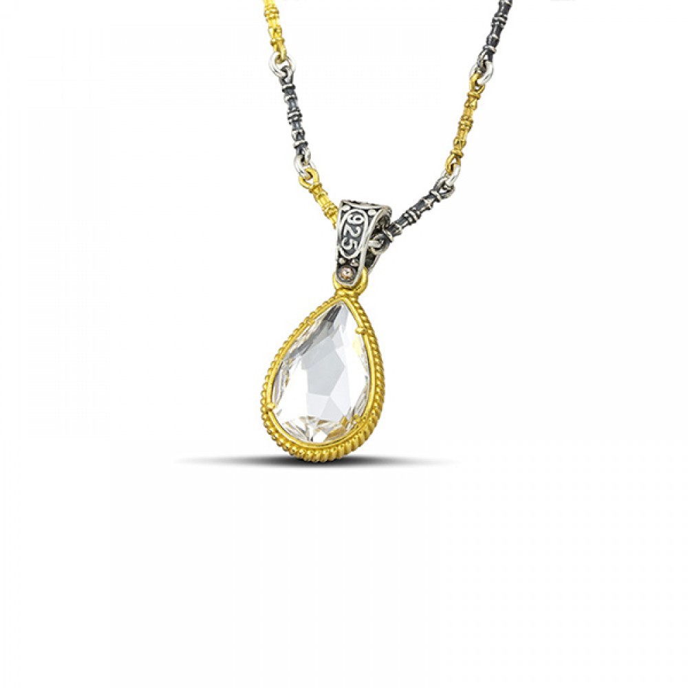 Ασημένιο Δακρυωτό Μενταγιόν με Κρυστάλλους από τον Dimitrios Exclusive