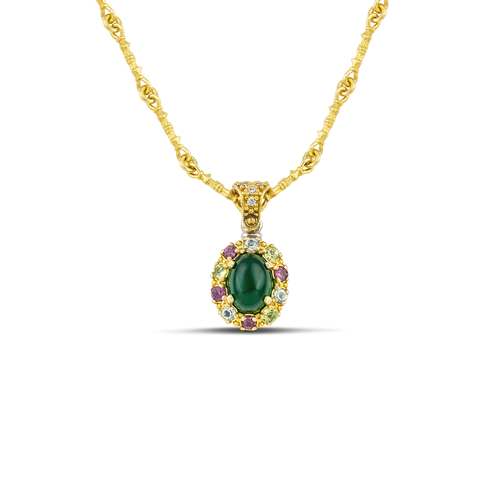 Χρυσό Μενταγιόν με Πράσινο Όνυχα – Χρυσός 585