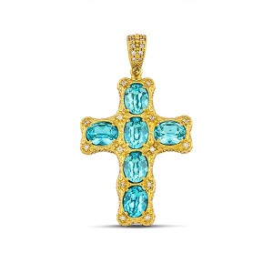 Λατινικός Σταυρός με Οβάλ Κρύσταλλα Swarovski και Ζιρκόν
