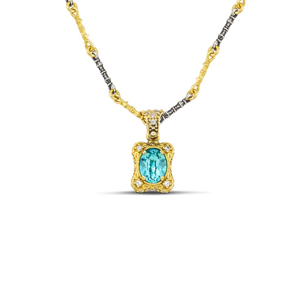 Κολιέ με Οβάλ Κρύσταλλο Swarovski σε Χρυσό Καστόνι και Ζιργκόν