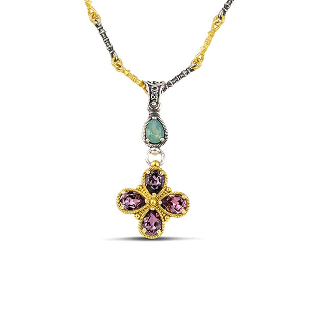 Φλοράλ Μενταγιόν με Κρύσταλλα Swarovski