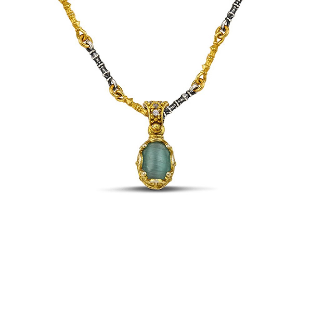 ΜΕΝΤΑΓΙΟΝ 925 ΔΙΠΛΗΣ ΟΨΗΣ ΜΕ CAT EYE ΠΕΤΡΕΣ 