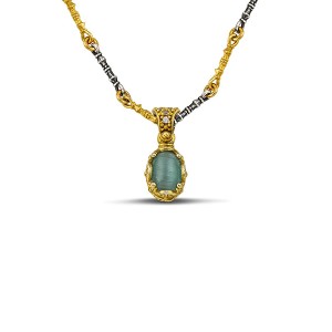 ΜΕΝΤΑΓΙΟΝ 925 ΔΙΠΛΗΣ ΟΨΗΣ ΜΕ CAT EYE ΠΕΤΡΕΣ 