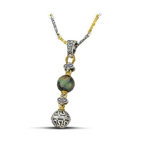 Μενταγιόν με Ορυκτή Πέτρα και Τρίχρωμη Αλυσίδα M120-3