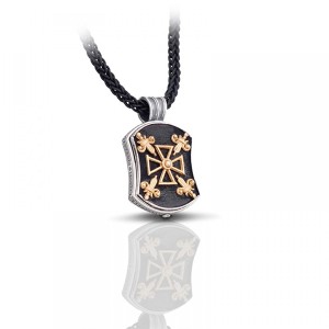 Ασημένιο Μενταγιόν με Ορειχάλκινο Έμβλημα και Επιχρυσωμένο Σταυρό από τον Dimitrios Exclusive