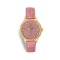 Silver  Watch with Rose leather  