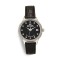Silver plated Watch with black leather  