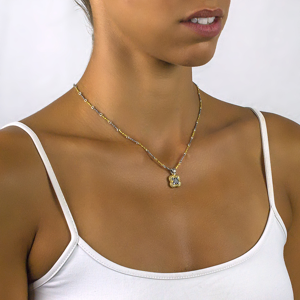 Μενταγιόν με Ζιργκόν και Τρίχρωμη Αλυσίδα M91