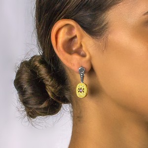 Ασημένια Σκουλαρίκια Διπλής Όψης με Swarovski Crystal από τον Dimitrios Exclusive