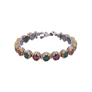 Βραχιόλι με Στρογγυλές Πολύχρωμες Swarovski Πέτρες B50