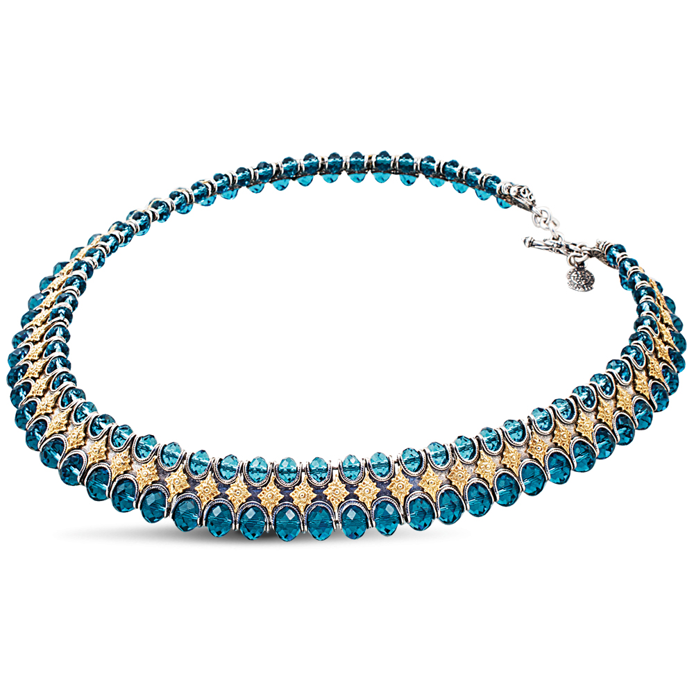 Κολιέ με Μπλε Swarovski Πέτρες K212 Κολιέ με Μπλε Swarovski Πέτρες K212