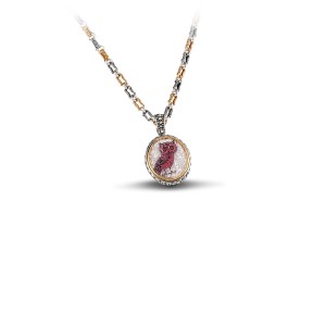 Μενταγιόν Κουκουβάγια Διπλής Όψης με Swarovski Πέτρες Τεχνικής Μωσαϊκού M82