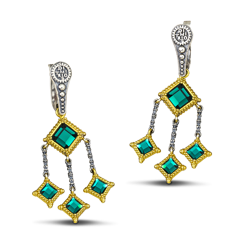 Σκουλαρίκια Διπλής Όψης με Swarovski Πέτρες S103-1